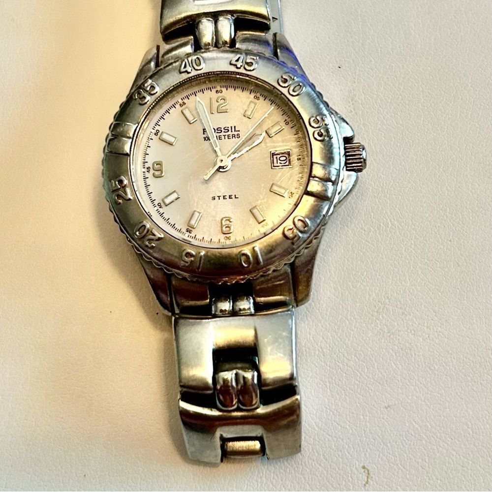 EUC Fossil Silver Steel Watch